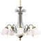 Helios Leuchten 244022 klassische Deckenleuchte | Pendelleuchte grün | Pendellampe echt Messing | Lampe Leuchte Jugendstil | Hängelampe 5 x E27