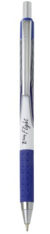 Zebra Pen Z-Grip Flight Retractable Ballpoint Pen, Medium Point, 1.0mm, Blue Ink, 12-Pack