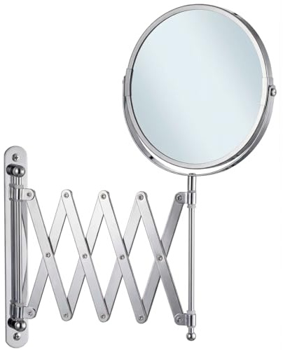 Blue Canyon Extending Bathroom Wall Mirror – Double-Sided 1x/3x Magnification, Wall Mounted Vanity Mirror with Extendable Arm – Swivel & Tilting Design for Makeup, Shaving & Grooming