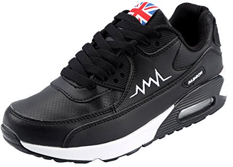 PADGENE Femme Baskets Mode Chaussures Sport Course Sneakers Fitness Gym athlétique Multisports Outdoor Casual,Noir,37 EU