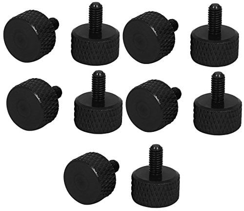sourcing map Computer PC Graphics Card M3x6mm Aluminum Alloy Knurled Thumb Screws Black 10pcs