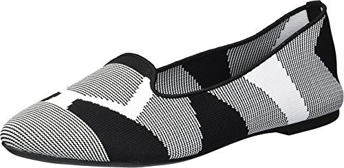 Skechers Women's Cleo - Sherlock - Engineered Knit Loafer Skimmer, Black/White, 5 UK