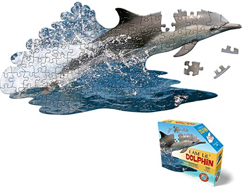 Madd Capp Shape Puzzle Junior Delfin, Konturpuzzle 100 Teile, für Kinder und Erwachsene