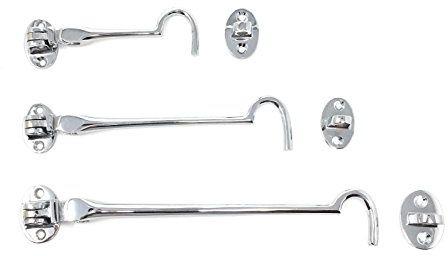 Chivrose Ltd Heavy Duty Cabin Hook and Eye Lock for Shed, Gate or Garage Door in POLISHED CHROME - Choose from: 4, 6 or 8 (200mm (8))