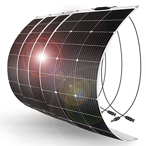 DOKIO 4PC 100W Flessibile Pannello Solare Monocristallino Fotovoltaico 400W per Giardino Camper Tetto RV Barca