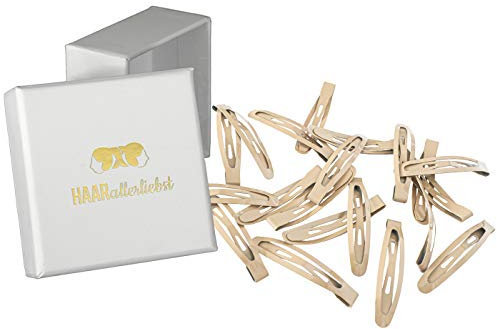 Haarallerliebst Haarspangen klein & gebogen für Kinder & Damen – 20 Stück in beige (4,3 cm) inkl. Aufbewahrungsbox weiss – Ideal für normales, dickes & voluminöses blondes Haar