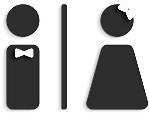 3DP Signs - Geprägt Toilette Design türschild SA119 wc schilder selbstklebend - Moderne Damen wc Aufkleber Bad Schild für türen - Mann und Frau Toilettenschild für Restroom Badezimmer (Prime Schwarz)