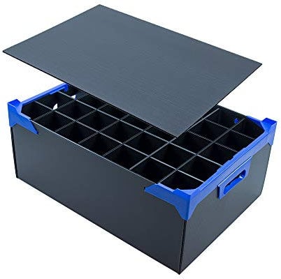 Caterbox Champagne Flute Storage Box with Lid | 35 Compartments (Max Glass Size: H190 x W65mm)