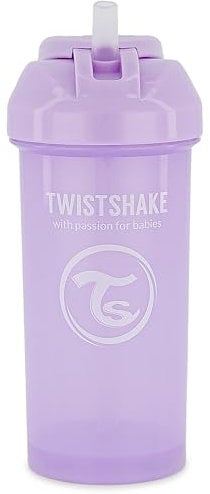TWISTSHAKE Straw Cup Vaso de Aprendizaje para Beber con Antiderrame Boquilla con Silicona Pajita 360 ml, Taza de Entrenamiento para Sorber para Bebé, Sin BPA, 6 + Meses, Púrpura Pastel