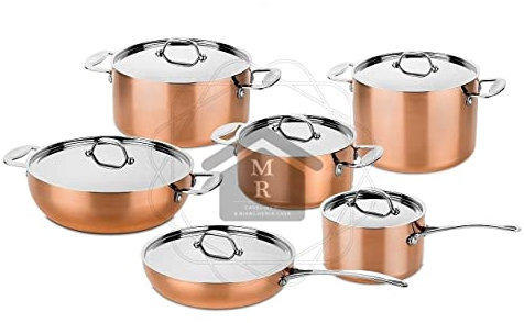 SET PENTOLE TOSCANA 12 Pz RAME E ACCIAIO INOX MEPRA TRIPLO FONDO INDUZIONE