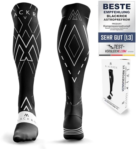 BLACKROX KOMPRESSIONSSTRÜMPFE SPORT ASTROPREFORM – Kompressionskniestrümpfe für Damen & Herren – Kompressionsstrümpfe Laufen für Fußball, Fitness & Training – Lange Sport-Kompressionssocken