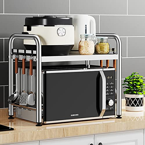 304 de acero inoxidable Horno de microondas Parrilla Tostadora Soporte Estante Suministros de cocina Vajilla Almacenamiento Mostrador Ahorro de espacio Organizador de gabinete Soporte de especias