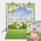 BATE Ostereier Hintergrund Frühling Garten Blumen Grün Gras Zäune Bokeh Himmel Fotografie Hintergrund Babyparty Kind Portrait Party Dekoration Photo Booth Studio Requisiten