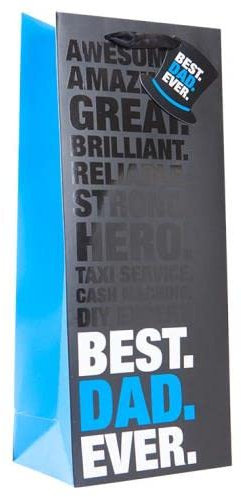 Best. Dad. Ever. Wine Bottle Bag | Father's Day and Birthday Gift wine Carrier, Blue, (Bb1)