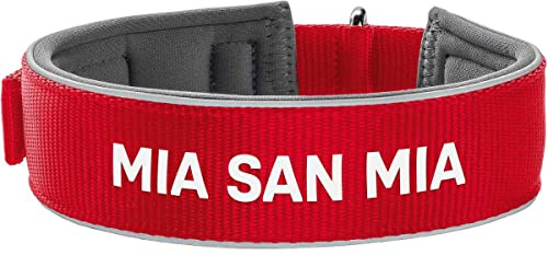 HUNTER Hundehalsband NEOPREN Reflect FC Bayern MÜNCHEN, mit Neopren-Polsterung, reflektierend, robust & pflegeleicht, Farbe: grau/rot, Größe: 60