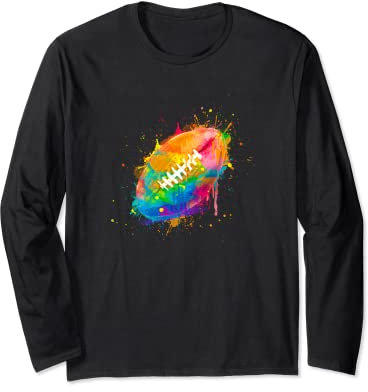Watercolor American Football Jersey Mom Kids Football Fans Long Sleeve T-Shirt