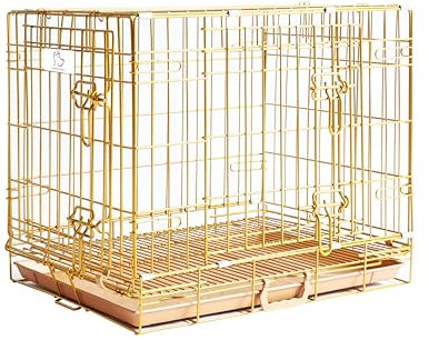HOMEY PET Hundehütte mit abnehmbarem Bodengitter und ausziehbarem Tablett, goldfarben
