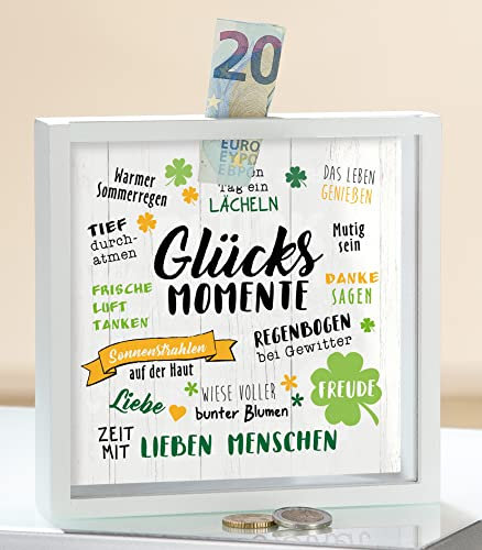 Spardose MDF Mit Sichtfenster Bilderrahmen Glücks Momente