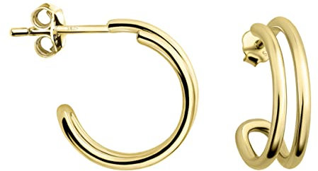 SOFIA MILANI - Damen Ohrringe 925 Silber - vergoldet/golden - Gedoppelte Steck Creole - E1517