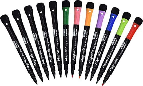 Linkbro [5+7]- Magnetische Dry Erase Marker mit Feine Spitze, (8 Farben) Whiteboard Marker für Kinder Schule, Arbeiten auf Whiteboard,Kalender, Kühlschrank