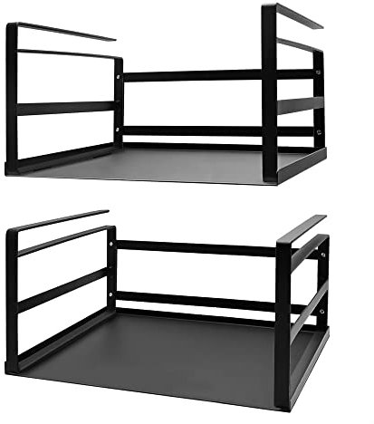 Nxconsu Lot de 2 paniers de rangement sous étagère à suspendre sous le garde-manger - Pour placard de cuisine, bureau, table, bibliothèque, canettes, bouteilles, métal - Noir