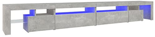 vidaXL Meuble TV avec Lumières LED Centre de Divertissement Rangement Meuble Média Meuble de Salon Salle de Séjour Maison Gris Béton 290x36,5x40 cm