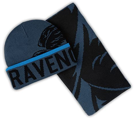 Harry Potter Premium Erwachsene Beanie & Jacquard Schal Set, blau, One size