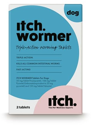 Itch | Worming Tablets for Dogs 3kg-19kg | 2 Tablets | Treats Roundworms, Tapeworms, Hookworms and Whipworms | Kills Worm Larvae (packaging may vary)