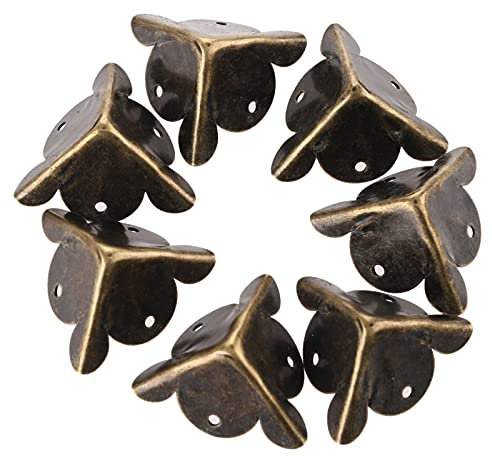 20 Packs Antique Bronze Corner Protectors, 18 * 18 * 18mm,Mgoodoo Vintage Bronze Iron Corner Decorative Protector for Wooden Box Edge Including 60 Nails