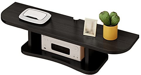 KAXGU Étagère Tv Murale, Meuble Tv Flottant En Matériau Haute Densité Avec Trou de Fil, Pour Lecteur Dvd Blu-Ray Satellite Tv Box/Black/60Cm