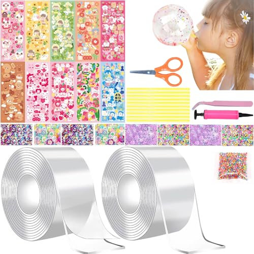 34 Stück Nano Tape Bubbles Set, Doppelseitiges Klebeband DIY Craft, Klebeband Blowing Bubble Tape Diy Craft Kit, Wiederverwendbar Nano Tape Bubbles Multipurpose Blasen Tape Handmade Transparent Poster