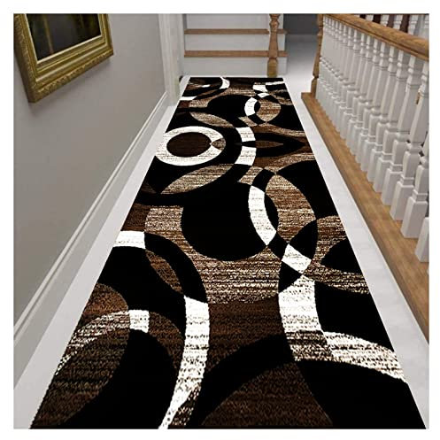 Siunwdiy Alfombra de Pasillo para Cocina 3 Metros,Marrones, Negras,Blancas, geométricas,Larga,Moderna,Antideslizante,Lavable,Larga, poliéster, para Pasillo, Dormitorio, Interior y salón 60X300CM