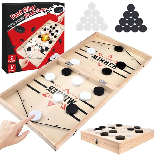 Fast Sling Puck Spiel, 2 in1 Portable Shuffleboard Hockey Brettspiel