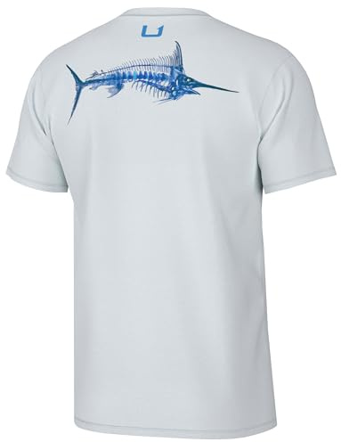 HUK Mens Fishing Graphic Tee, Performance Short Sleeve, Quick-Dry, Bill Bones - White, Medium