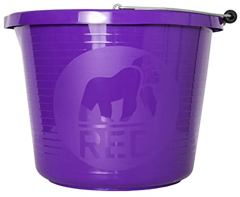 Red Gorilla Premium Builder's Bucket 14 litre 3 Gallon Heavy Duty Strong Metal Handle Moulded Grip Multi Purpose Food Grade Plastic (Purple)