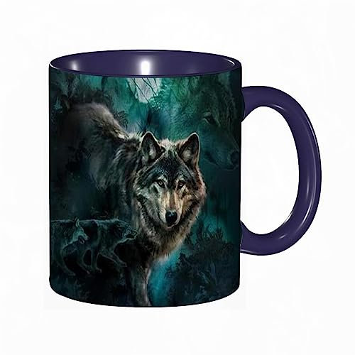 DHAEY Mug porcelaine fine Loup |Mug humour pour collègue, amis, copains, frères et soeurs |Mug original avec