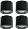 KYOTECH LED Aufbauspot flach IP44 Schwarz Aufputz Deckenleuchte Ø80x65mm für LED Module 230V Aufbauleuchte Downlight Runde Wasserschutz für Bad & Außen 4 Stück ohne Leuchtmittel