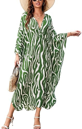L-Peach Maxi Abito da Spiaggia da Donna Copricostume da Bagno Kaftano Lungo Vestito Kimono Mare Spiaggia