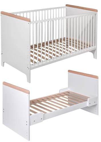 Best For Kids Gitterbett 2 in 1 Timo 70x140 cm Juniorbett Kinderbett Babybett (mit Matratze)