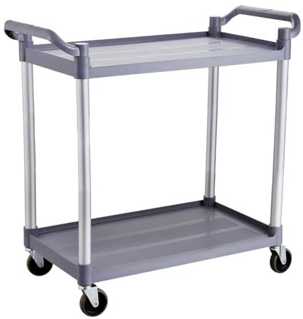 Servierwagen Kunststoff mit Rollen - 2 Böden - Tragfähigkeit 50 kg pro Boden - 102 x 49 x 98 cm - Transportwagen, Küchenwagen, Abräumwagen, Teewagen