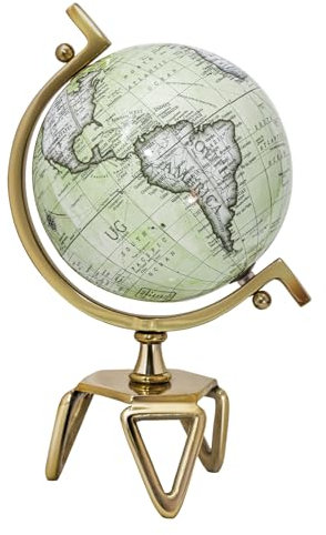 COSTWAY 21 cm Antiker Globus, Schülerglobus 360° drehbar, Weltkugel mit goldenem Metallfuß, in Englischer Sprache, geografisch pädagogisch, für Klassenzimmer, Zuhause, Büro (Ø 21 cm)