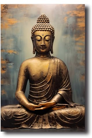 LZIMU Buddha Leinwand Bilder Buddha Statue Gemälde Drucke Zen Bilder buddhistisches spirituelles Kunstwerk für Yoga Spa Meditationsraum Gerahmt (Bild-2, (30.00 x 45.00 cms))