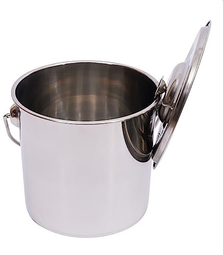 Olla de acero inoxidable 201, para cocina de gas, 12 L, con tapa y asa, apta para todo tipo de fuegos, 26 x 26 x 24,5 cm