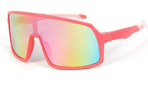 JINGTOPS Kinder Fahrradbrille Sportbrille,Sonnenbrille kinder Sonnenbrillen Jugend UV400-Schutz Polarisierte Sonnenbrille für Jungen Mädchen Schutzbrille OutdoorsportRosa-weißer Fuß
