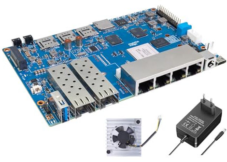 Banana Pi BPI-R4 WiFi 7 Router Entwicklungsboard, mit MediaTek MT7988A Chip, 4GB RAM und 8G eMMC onboard, 2X 10Gbe SFP Slot, 4X Gbe Netzwerkanschluss (Standardpaket)