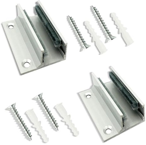 2Pcs Guide de Sol pour Porte Coulissante en Verre Guide de Porte Coulissante au sol Guide Bas Rail de Porte Coulissante Alliage d'Aluminium Guidage Accessoires pour Porte Coulissante Verre Sans Cadre