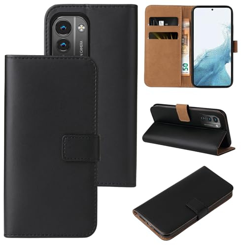 LBH Handyhülle für Nokia G11 / G21 mit Karten- und Geldfach Smartphone Hülle mit Standfunktion Flip Case Wallet Schutzhülle Magnetverschluss Schwarz