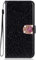BLOTECH Glitter Flip Case compatible with iPhone 7 Phone Case Black Bling Wallet Protective Cover 3D Diamond Love Buckle Sparkle Case Shell Holder Slots with Wrist Strap Cover for iPhone 7