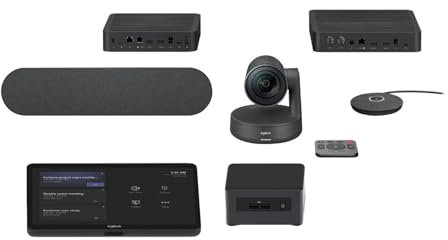 Logitech Room Solution for Teams Medium Kit – Rally PTZ 4K UHD Camera, Intel NUC, Tap Controller, Table & Display Hub, Rally Speaker & Mic Pod, Strong USB Cable, PC & Rally Mount Kit (Renewed)