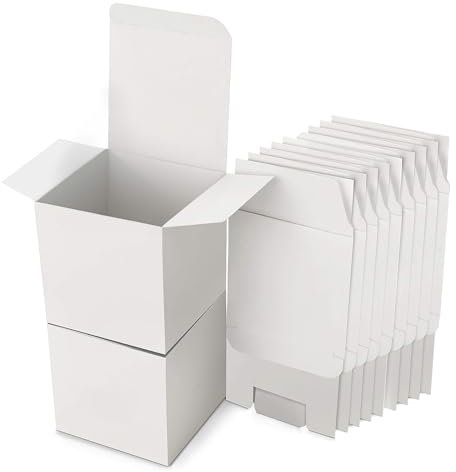 25 Stk Geschenkboxen Kraftpapier Weiß, 10 x 10 x 10 cm Karton Schachteln, Pappschachteln mit Deckel, Geschenkbox Quadratisch für Geschenke, Party, Geburtstag, Hochzeit